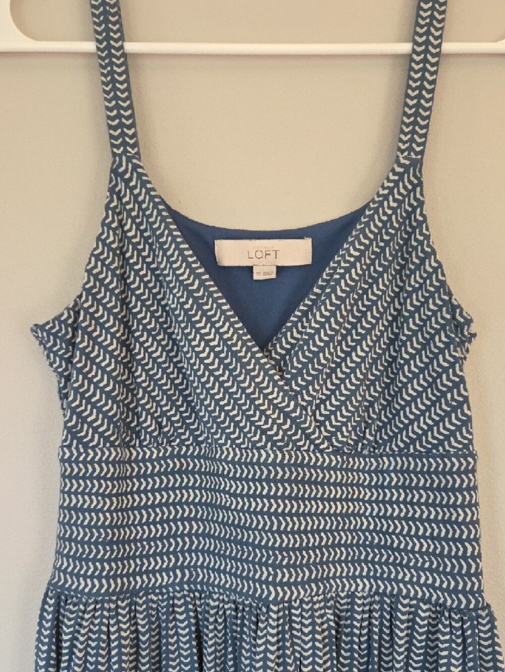 LOFT Blue and White Patterned Midi Dress